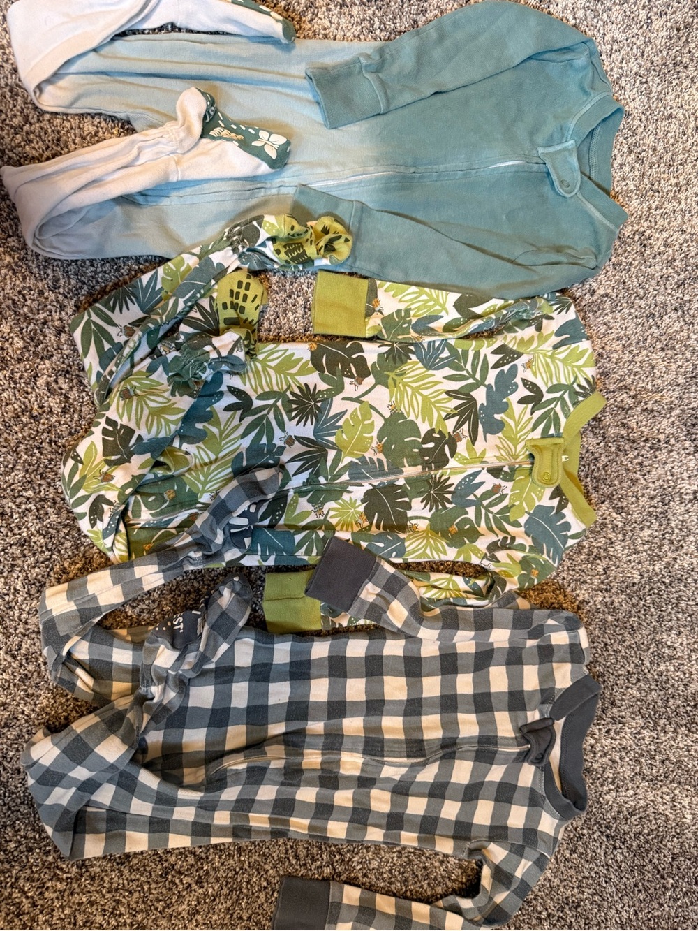 The Honest Company jungle, gingham & ombré Baby Footie Set